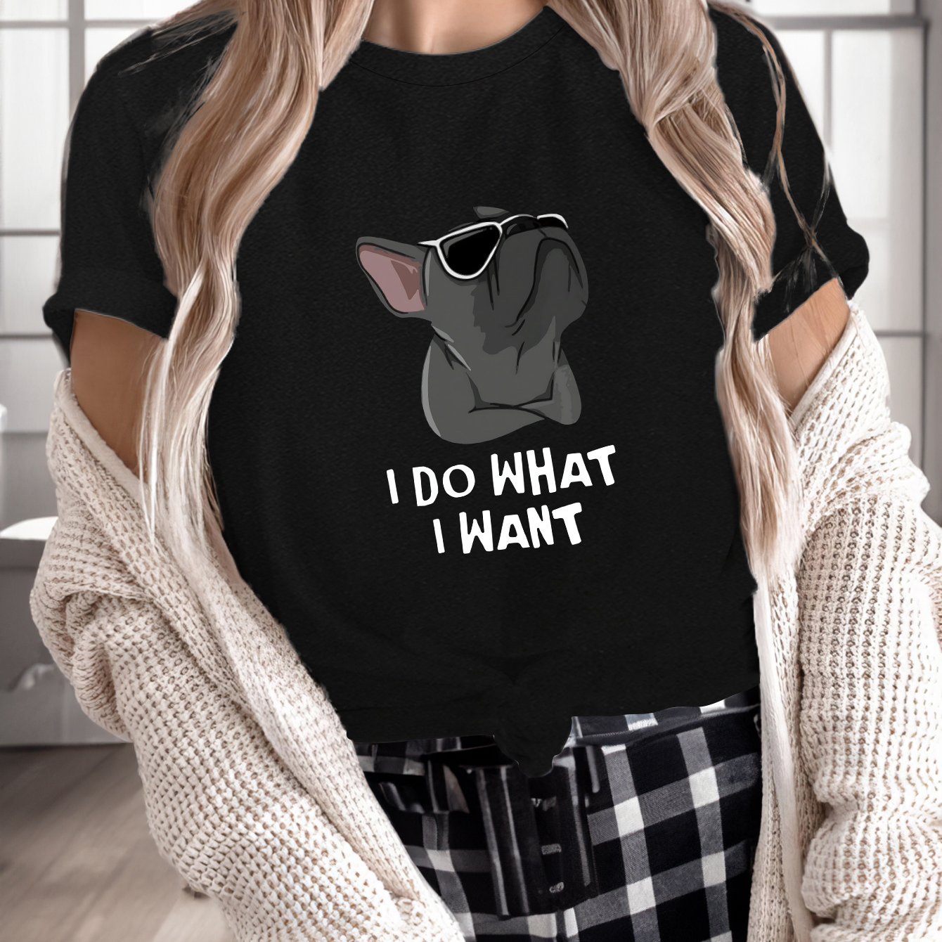 Cartoon Dog Print Lounge Top Women's Loungewear