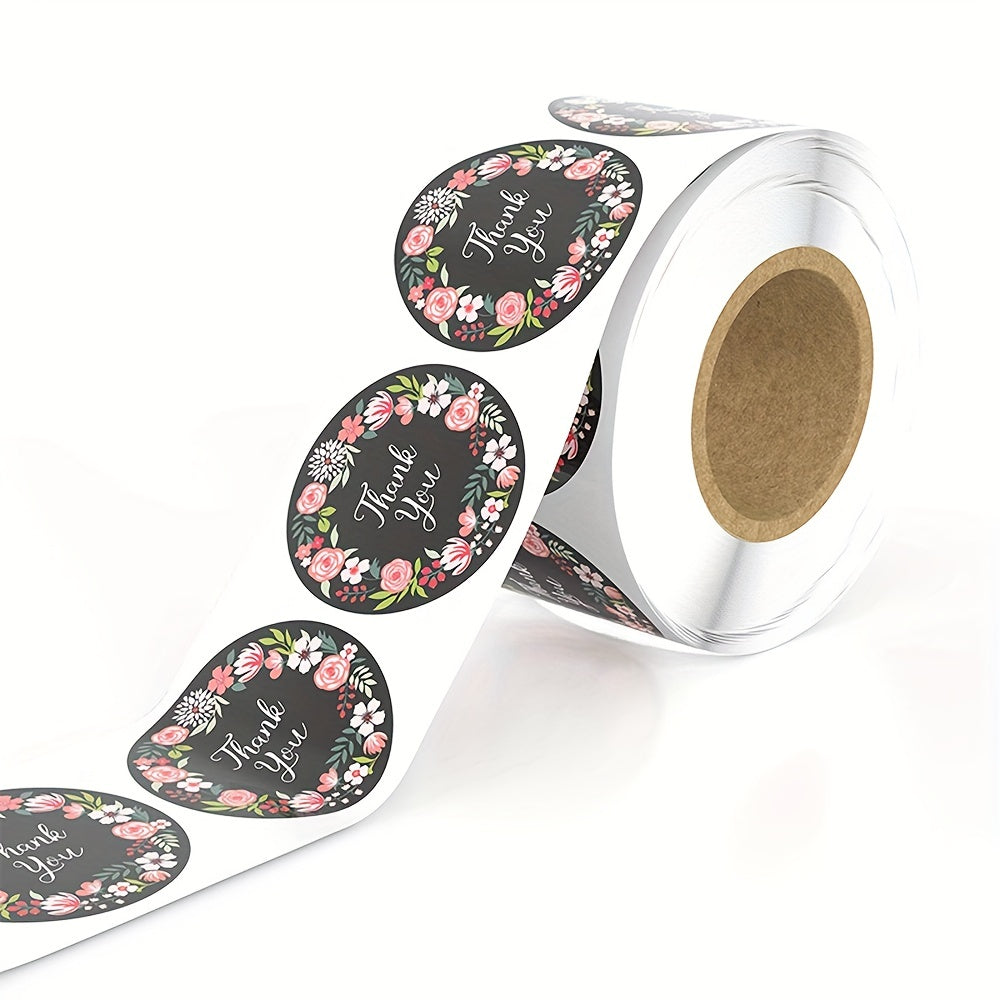 500pcs Floral Thank You Seal Sticker Gift Envelope Decoration Self Adhesive