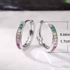 Colorful Zircon Ladies Round Earrings Women's Fine Jewelry