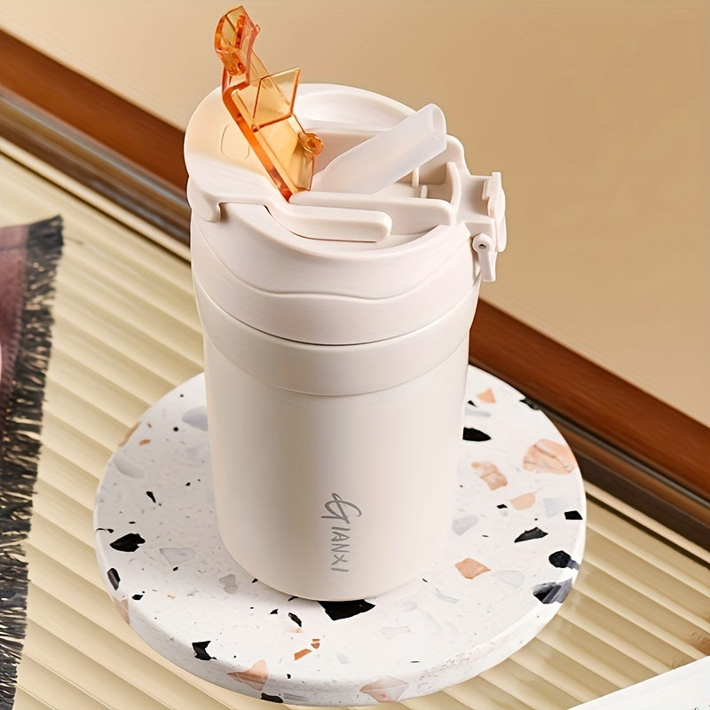 Ceramic Liner Straw Drinking Cup Coffee Cup 304 Stainless Steel Pink