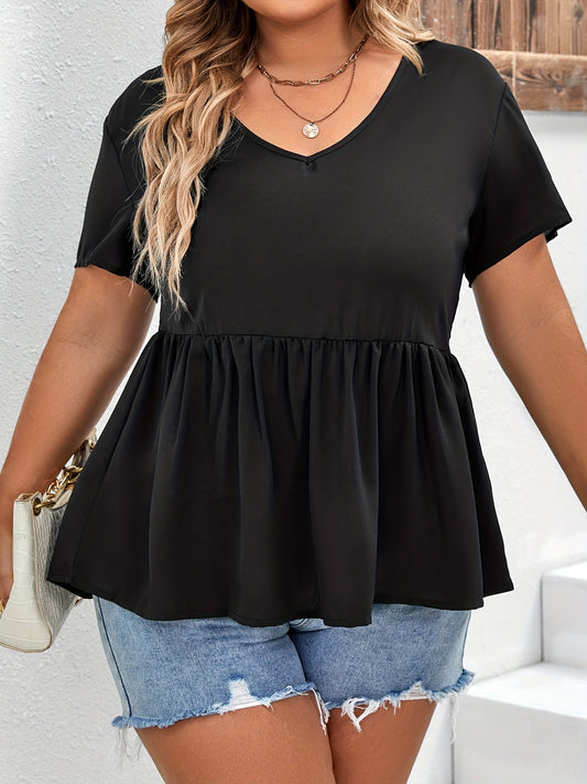  Women's Short Sleeve V Neck Mesh Blouse