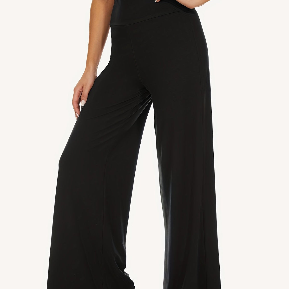 Women's Plus Solid High Rise Wide Leg Trousers