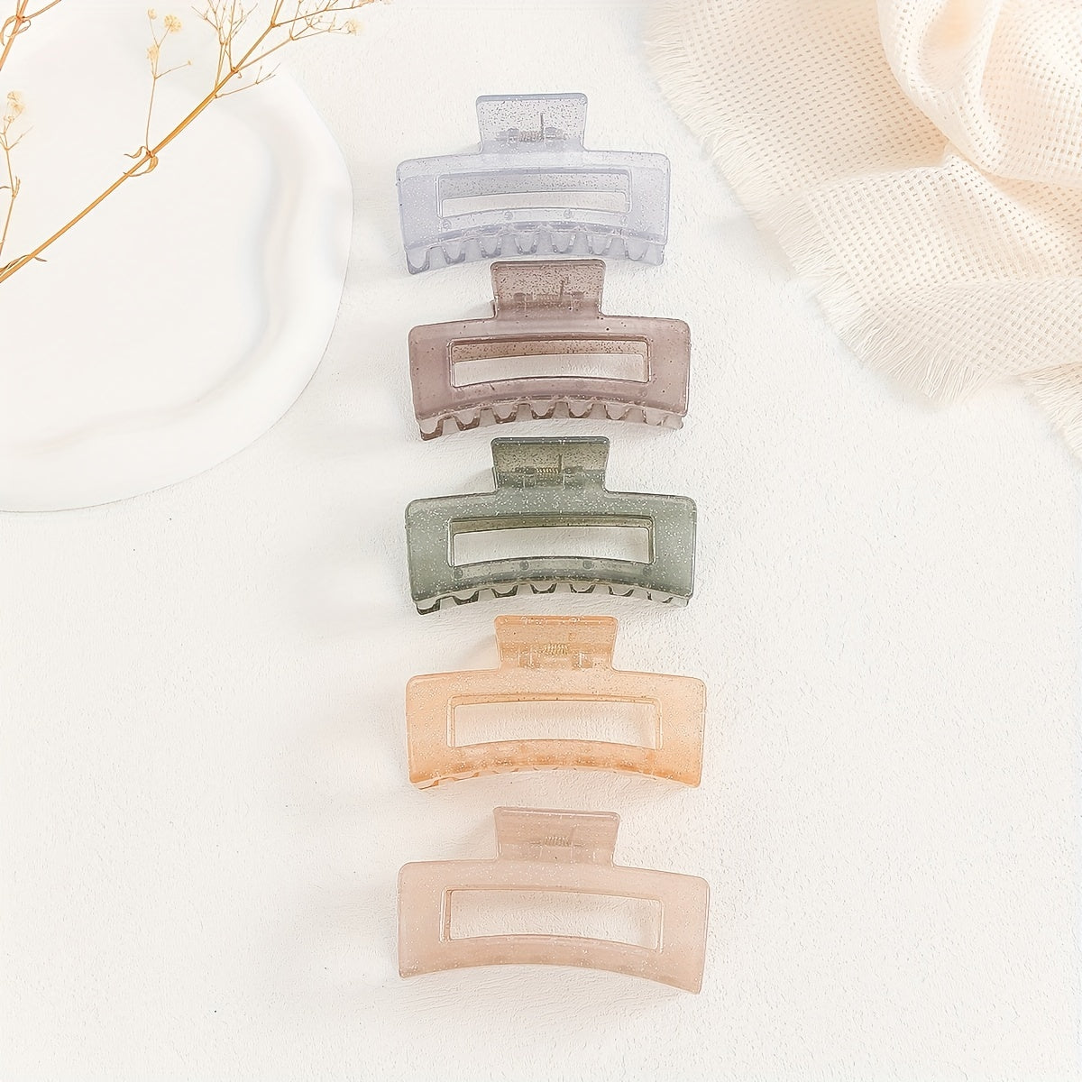 5pcs Sparkly Hair Claw Nonslip Ponytail Holder for Women Girls
