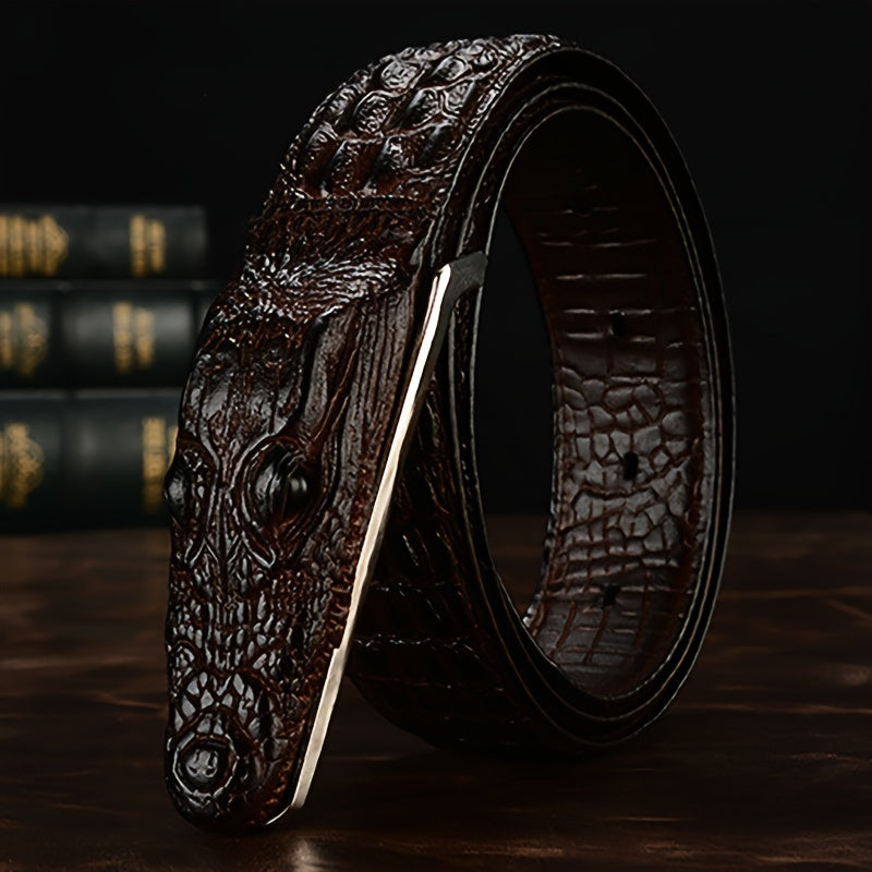 Men's Crocodile Leather Belt Automatic Buckle Pure Cowhide Plus