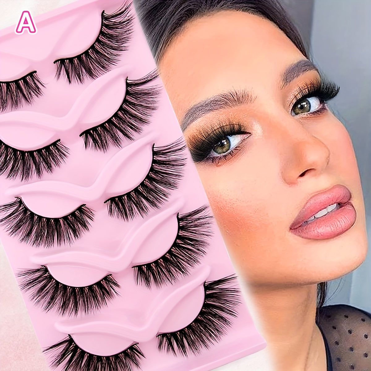 5 Pairs Cat Eye Faux Mink Eyelashes Fluffy Volume Strip False Lashes