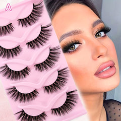 5 Pairs Cat Eye Faux Mink Eyelashes Fluffy Volume Strip False Lashes