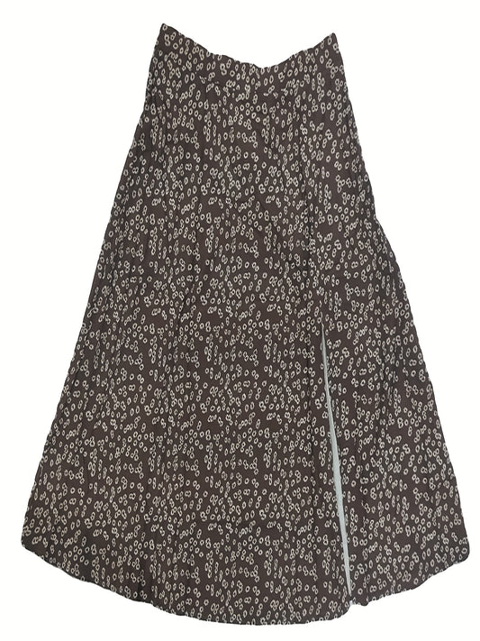 Floral Print Side Split Skirt for Women