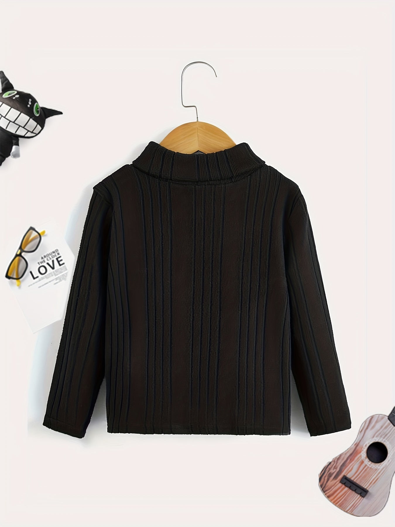 Boys Letter Print Sweater Round Neck Long Sleeve Knit Top