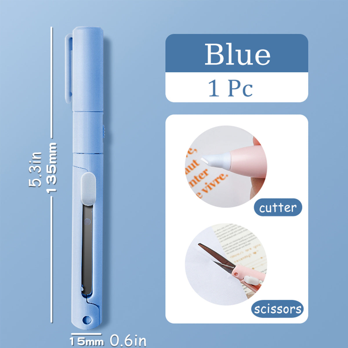 Mini Portable Scissors Paper Cutter 2 In 1 Pocket Pen Scrapbooking Art Tools