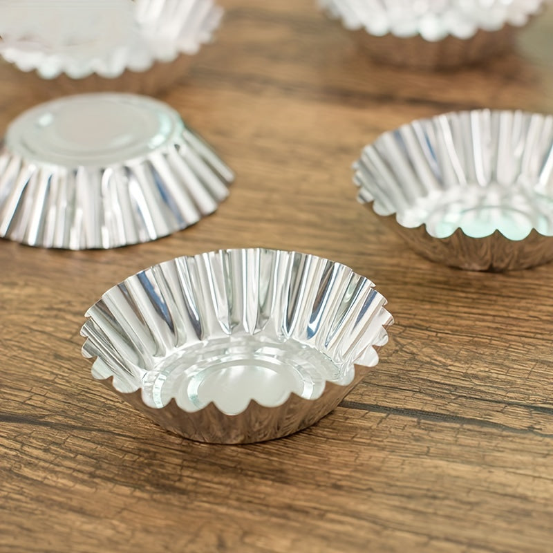 50pcs Disposable Egg Tart Molds Tin Foil Mini Tart Pans Non Stick