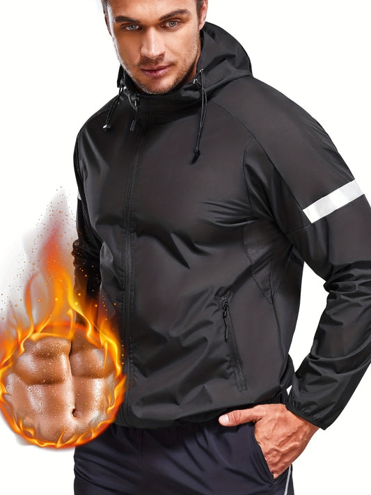 Men's Stretch Fitness Training Hoodie Zipper Quick Dry Solid Jacket