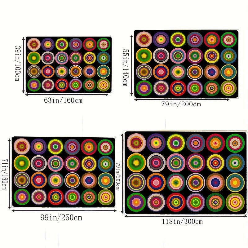 Colorful Circle Classroom Carpets - Abstract Children's Seating Rug