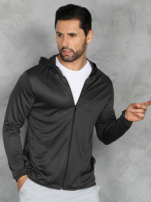 Men's Zipper Hooded Jacket for Outdoor Sports