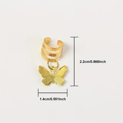 15pcs Golden Dreadlock Hair Ring With Butterfly Tassel Alloy Braids Hair