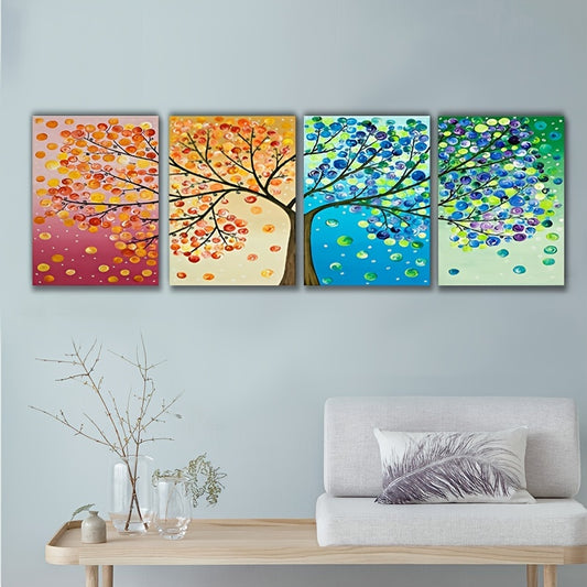 Abstract Colorful Trees & Falling Leaves Art for Wall Decor