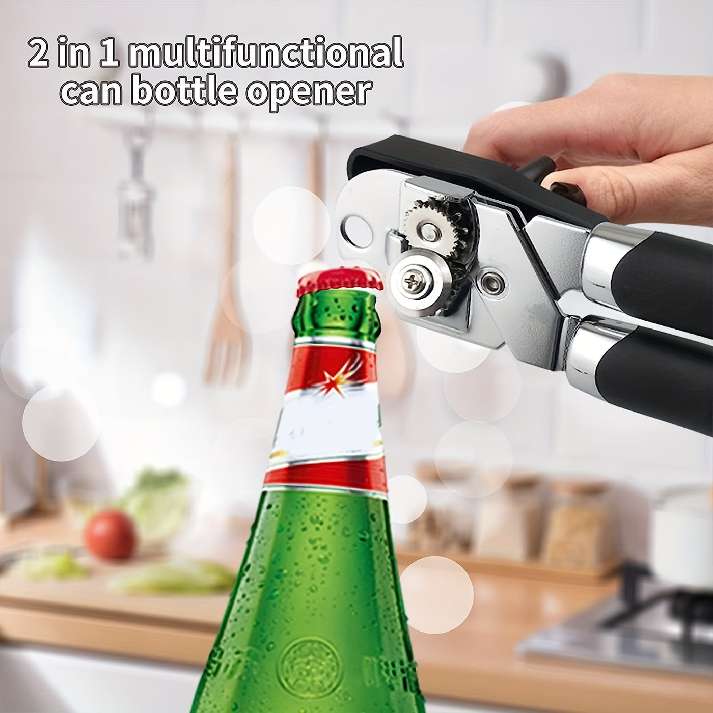 3-in-1 Stainless Steel Can Opener Anti-Slip Grip