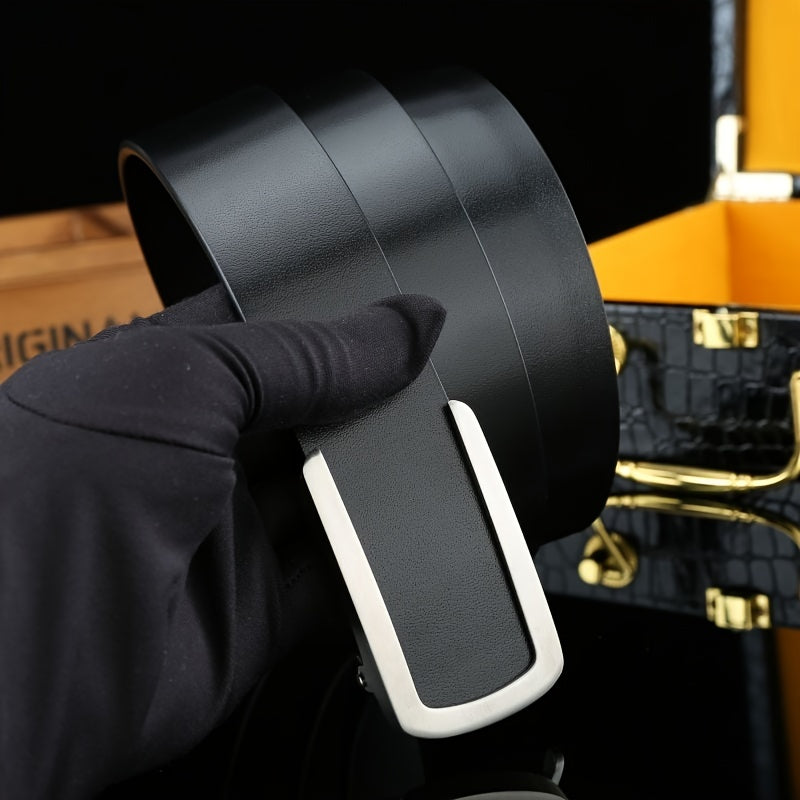Men's Durable Cowhide Belt with Stainless Steel Buckle