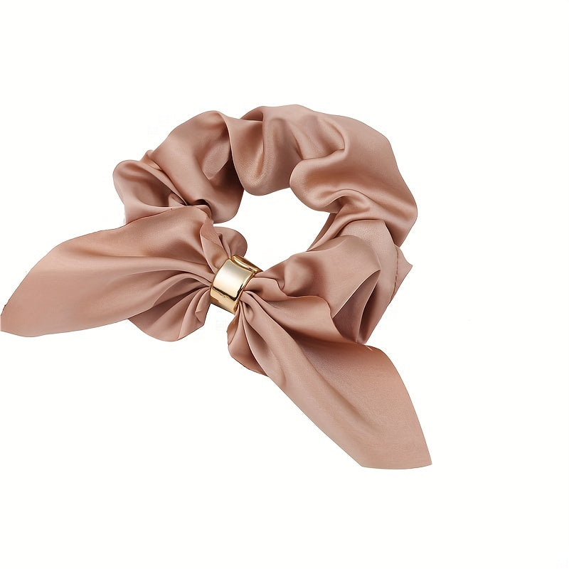 Satin Rabbit Ear Scrunchie Hair Tie Leather Band