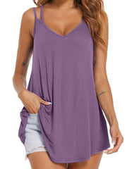 Women's V Neck Tank Top Sleeveless Summer Halter