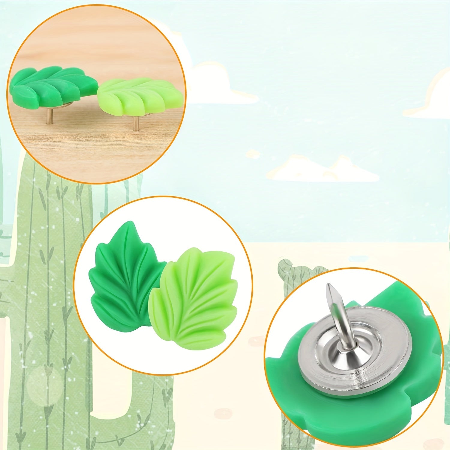 20pcs Leaf Shaped Push Pins Decorative Plant Thumbtacks