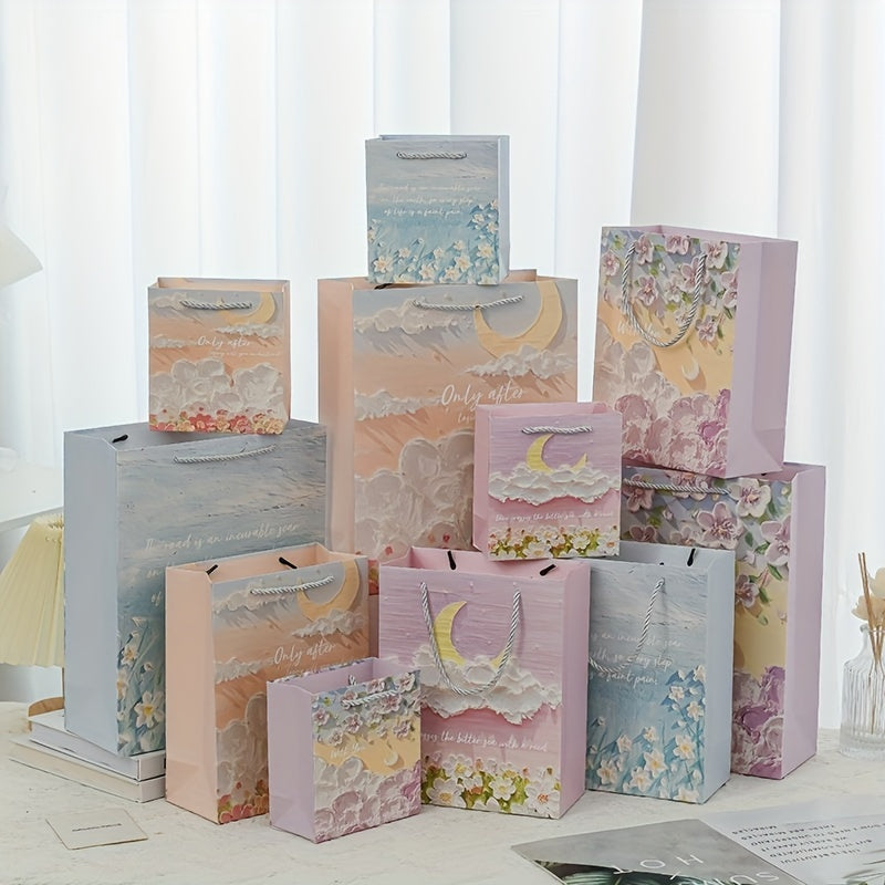 4pcs Oil Painting Tote Gift Bag Set Student Graduation Birthday DIY Gift Bag