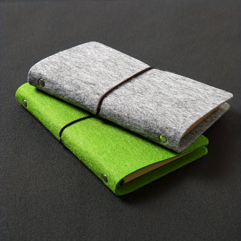 Dark Grey Felt Notepad Binder Cover, Portable Account Book Travel Journal