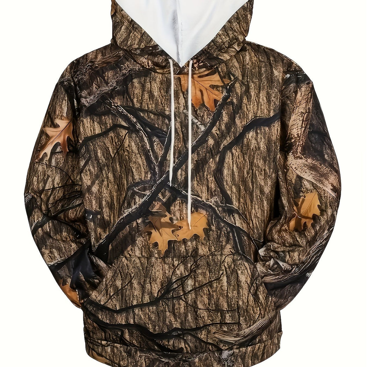 Camouflage Print Hoodie Men Graphic Sweatshirt Kangaroo Pocket Hooded Pullover