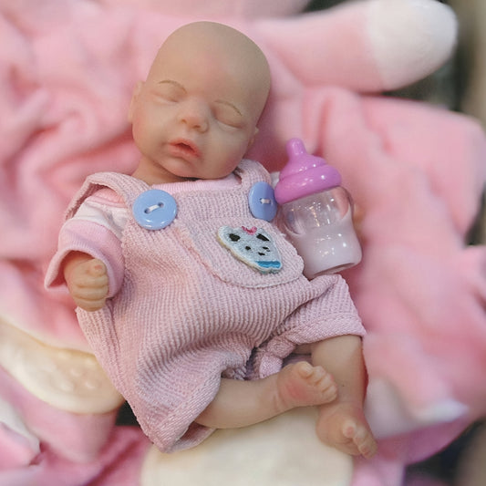 6 Inch Soft Silicone Reborn Girl Doll with Pink Closed Eyes