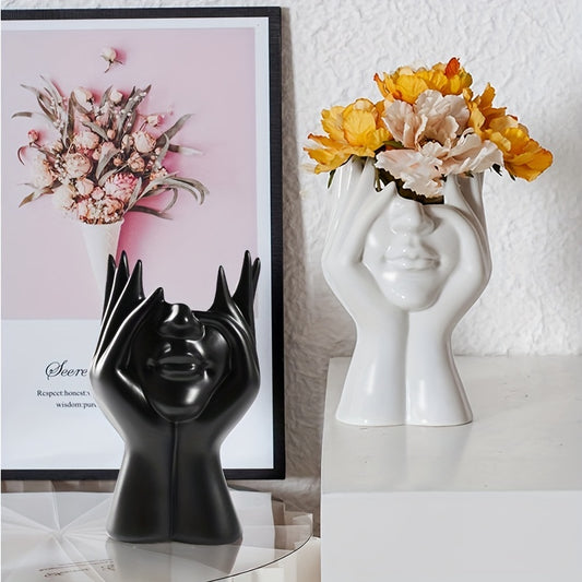 Unique Girl Face Resin Vase Flower Pot for Home & Garden