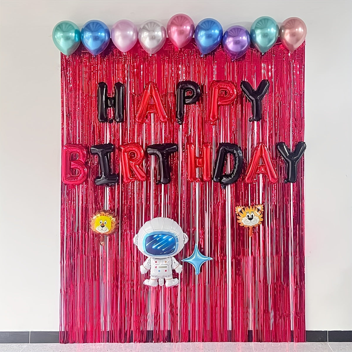 2pcs Red Foil Tassel Curtains Party Decoration