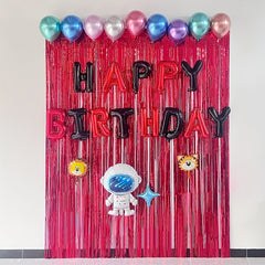 2pcs Red Foil Tassel Curtains Party Decoration