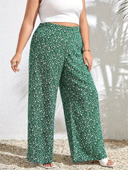  Ditsy Print High Rise Loose Wide Leg Pants