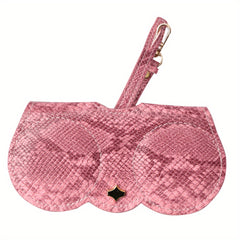SOOLALA Snake Skin Eyeglasses Clip PU Glasses Case