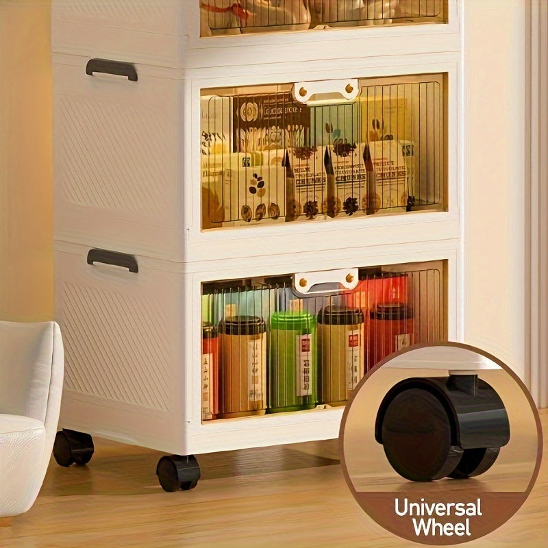 Large Plastic Storage Box With Wheels Stackable Lid Bedroom Living Room Kitchen