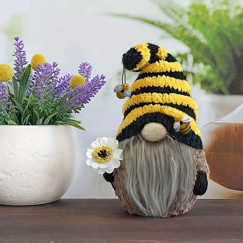 Bee Dwarf Sunflower Knitted Plush Doll Decoration