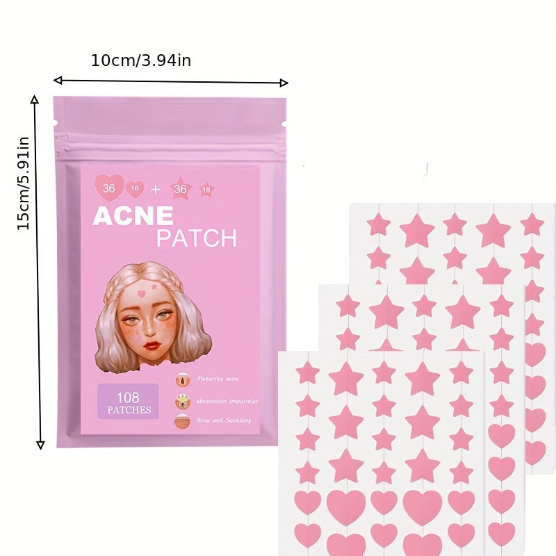 Acne Patch Pimple Cover Hydrocolloid Patches - Pink Star&heart Shaped