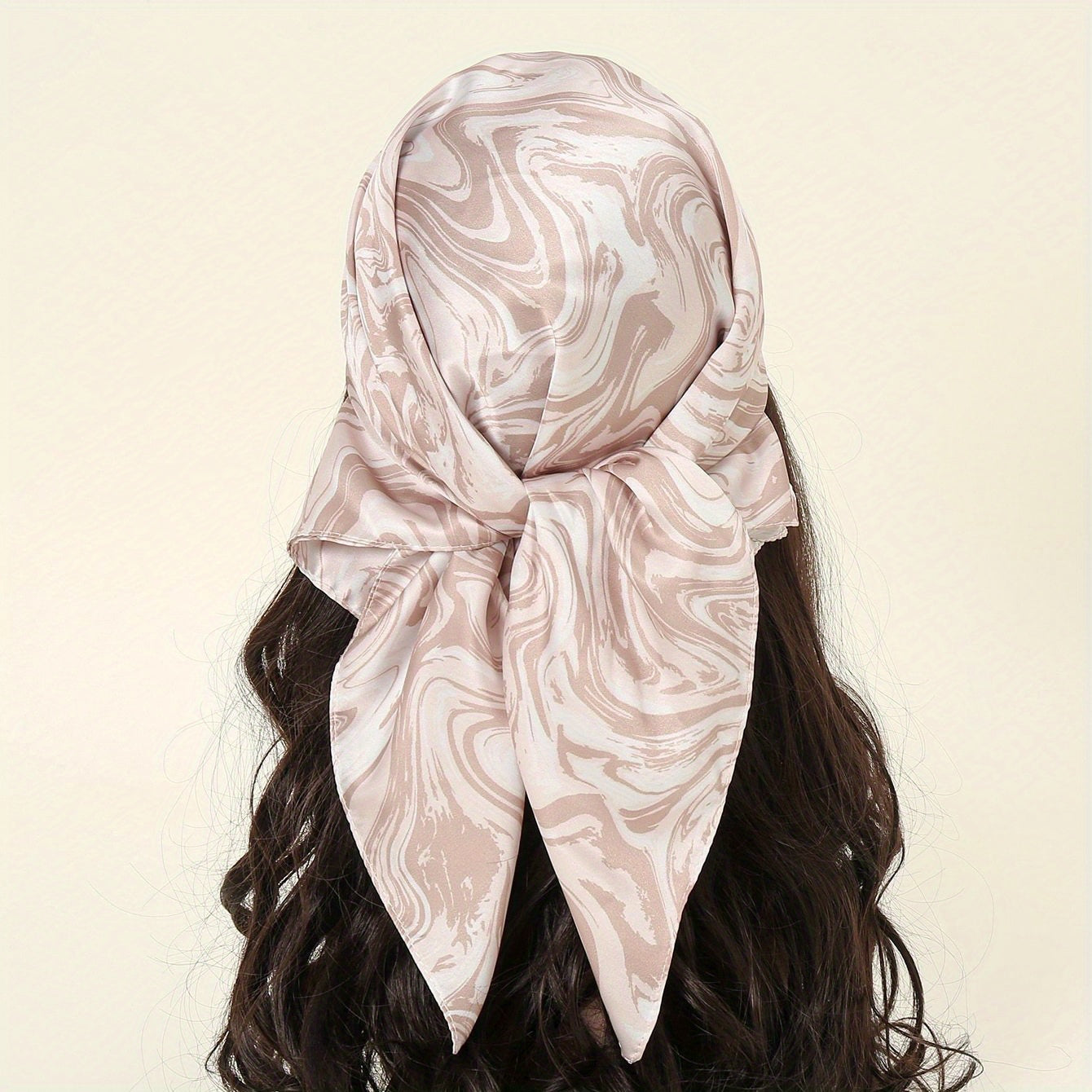 Wavy Striped Bandana Print Satin Square Scarf