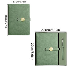 Red Green Faux Leather A5 Notebook Set Floral Pattern