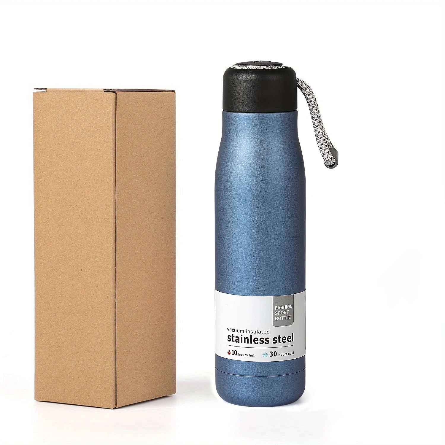 17oz Insulated Steel Water Bottle Strap Lid Keeps Drinks Cold