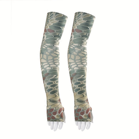 Camouflage Ice Silk Sunscreen Sleeves for Outdoor Activities Unisex