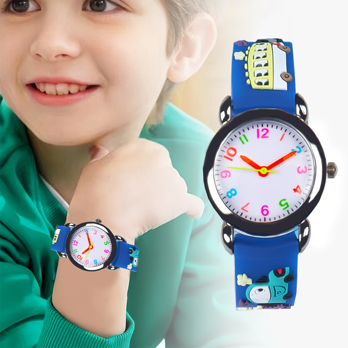 Boys' Cartoon Car Quartz Watch Compact Stylish Small Boys' Wristwatch