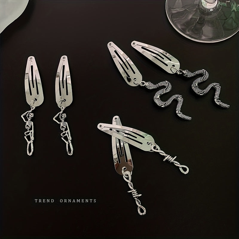 Y2K Punk Silvery Snap Clip Metal Hair Clip