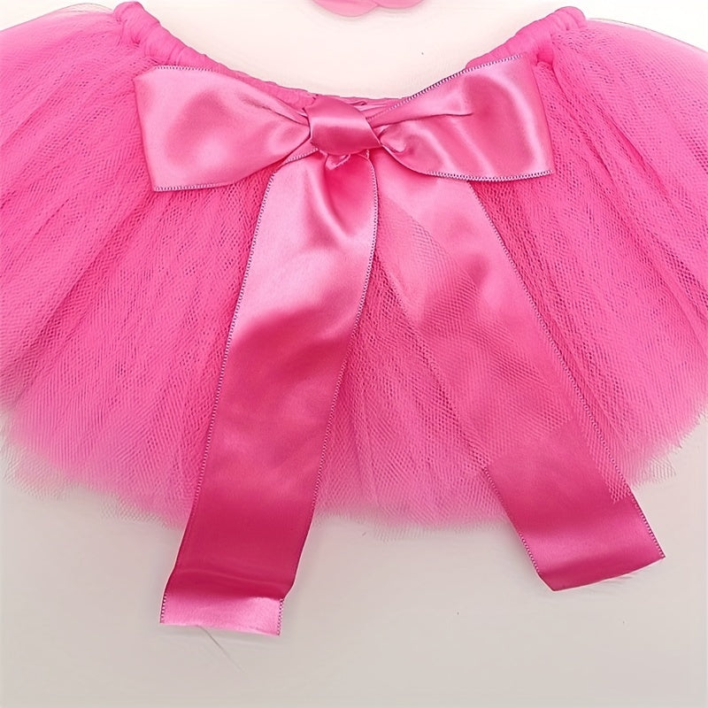 Newborn Pink Baby Photography Props Tutu Skirt & Headband