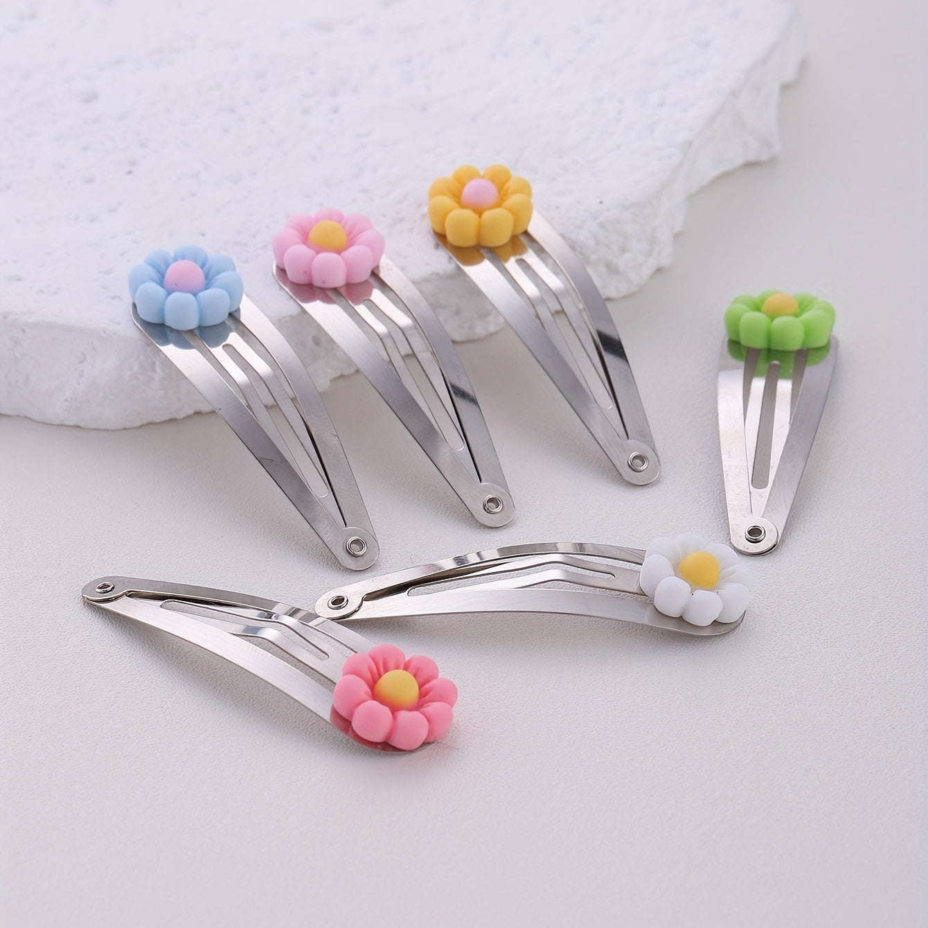 6pcs Resin Flower Hair Clip Snap Clip Y2K Candy Hair Slides Clip
