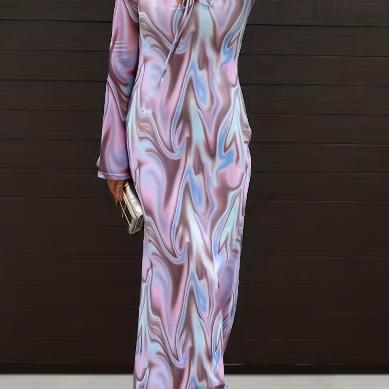  Women's Tie Dye Flare Sleeve Maxi Dress