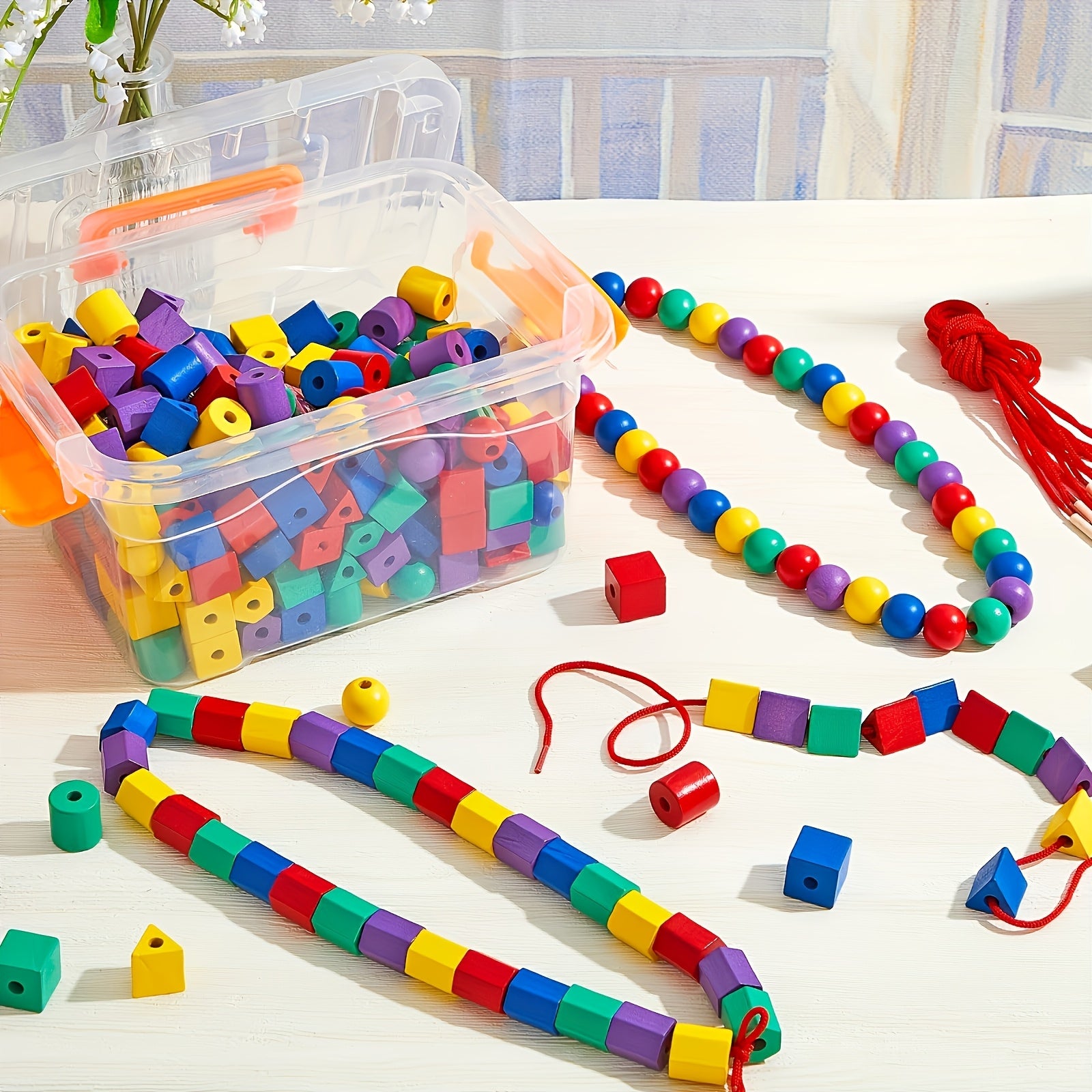 100pcs Colorful Tie Bead Set for Youngsters Shape & Classification