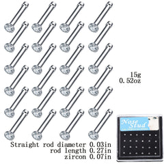 Stainless Steel Zicron Studded Nose Stud Nose Ring 24 40 60 Sets