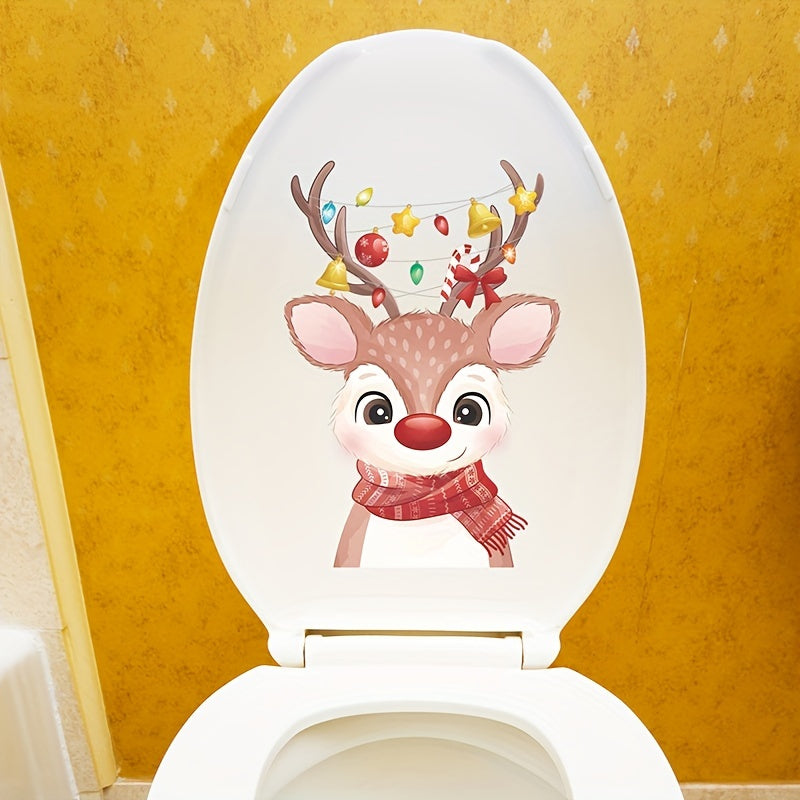 Christmas Toilet Sticker Snowman Reindeer Wall Sticker Switch Decor