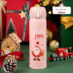 Christmas Printed Stainless Steel Water Cup Leakproof Travel Insulation Cup