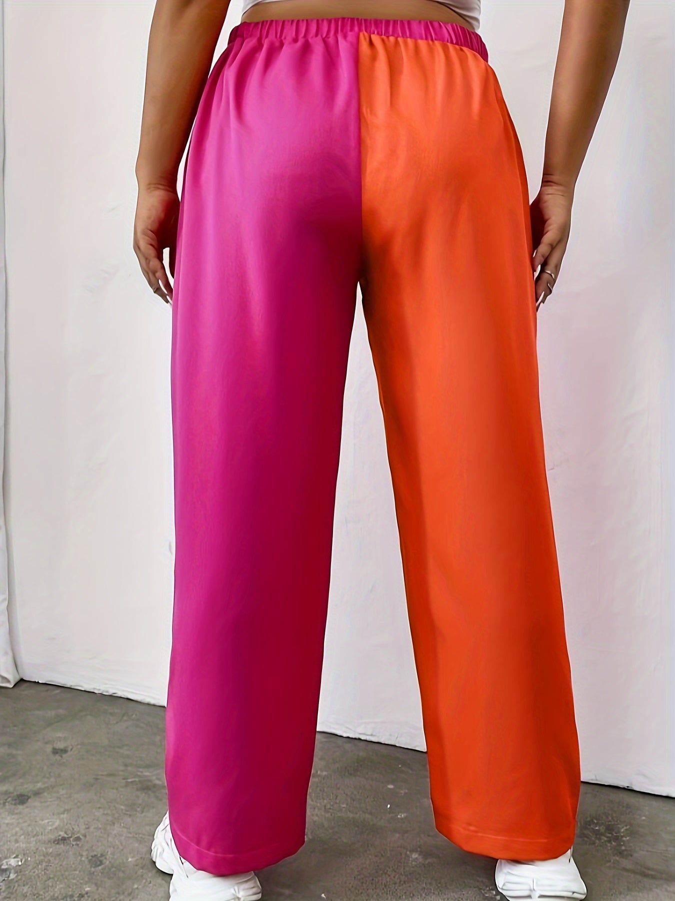  Colorblock Wide Leg Trousers